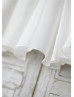 Short Sleeves Ivory Chiffon Boho Beach Wedding Flower Girl Dress